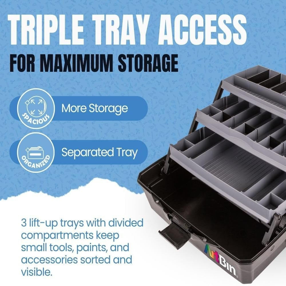 ArtBin 3-Tray Art Supply Box with Handle, 1 box