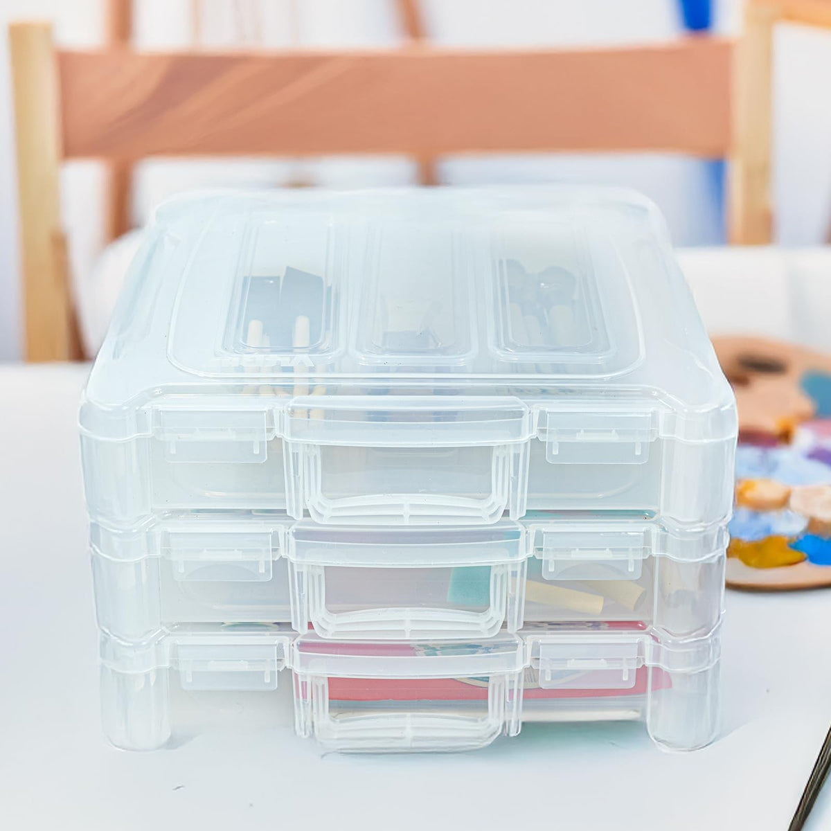 ArtBin 12 x 12 Craft Organizer with Handle, 3-Pack, Clear, 3 boxes