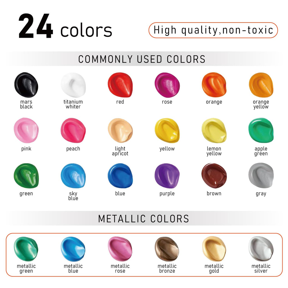 REALART Acrylic Paint Set, 24 x 2 oz