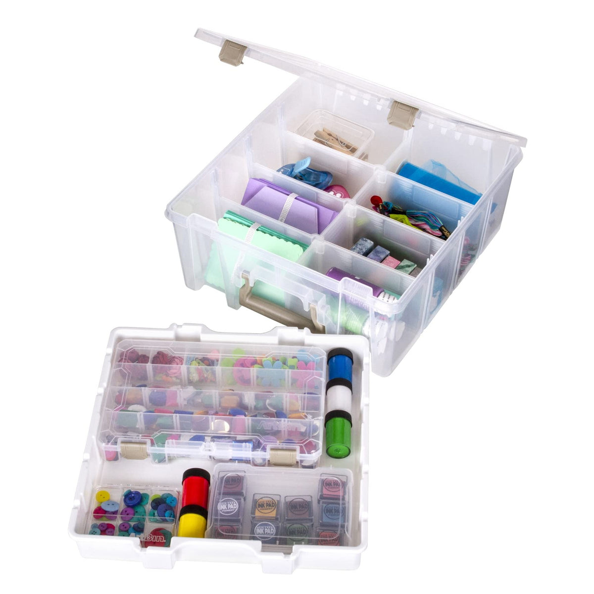 ArtBin 6899AZ Super Satchel Double Deep with Lift-Out Tray, Clear, Clear, 1 satchel