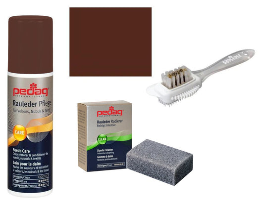 pedag Suede Cleaner and Textile Color Restorer Kit, Medium Brown product photo 1
