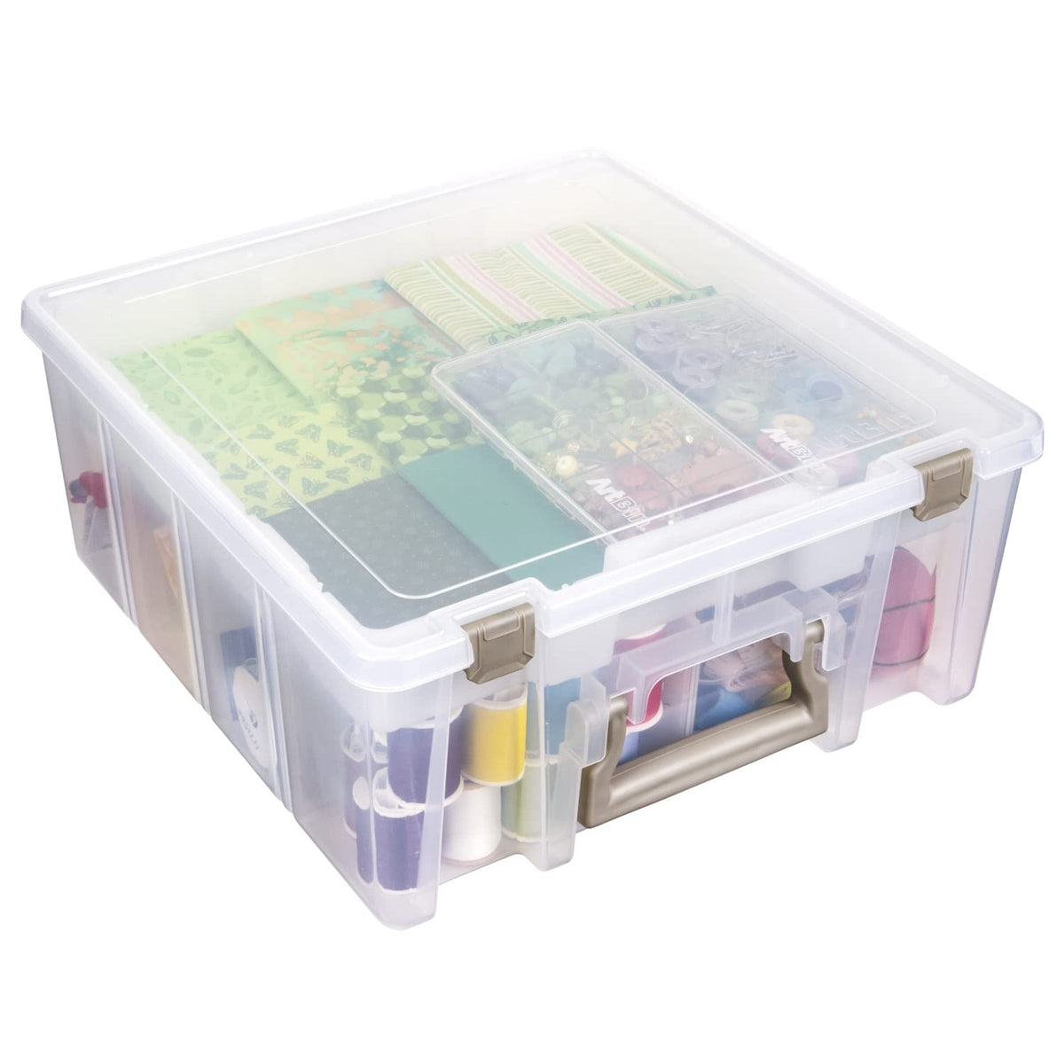 ArtBin 6899AZ Super Satchel Double Deep with Lift-Out Tray, Clear, Clear, 1 satchel