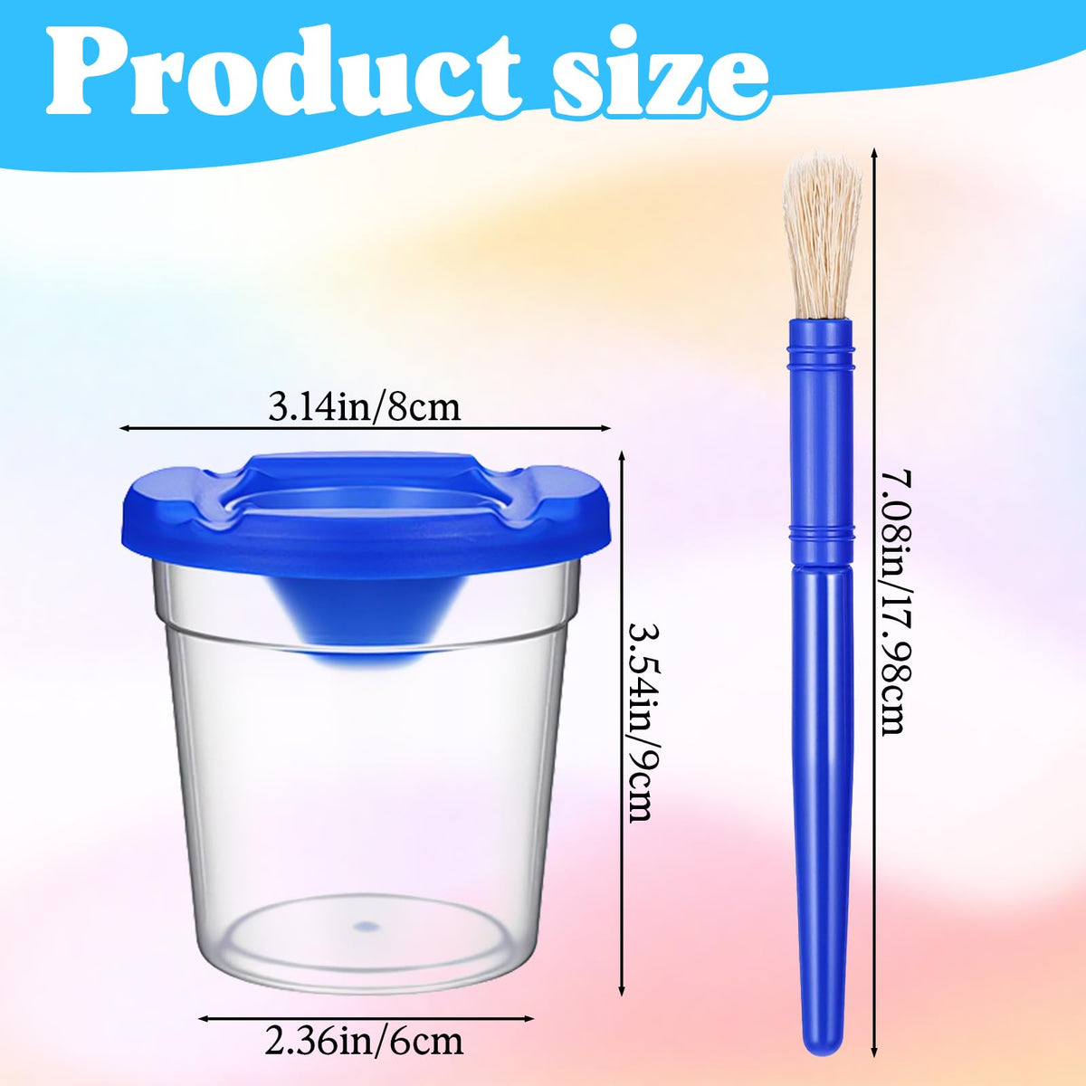 Paint Cups with Lids and Brushes, 20-Pack