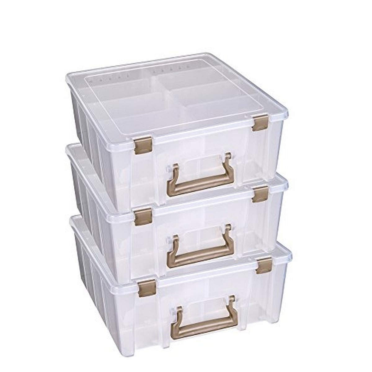 ArtBin 6990ZZ Super Satchel Double Deep, 3-Pack, Clear and Gold, 3 cases