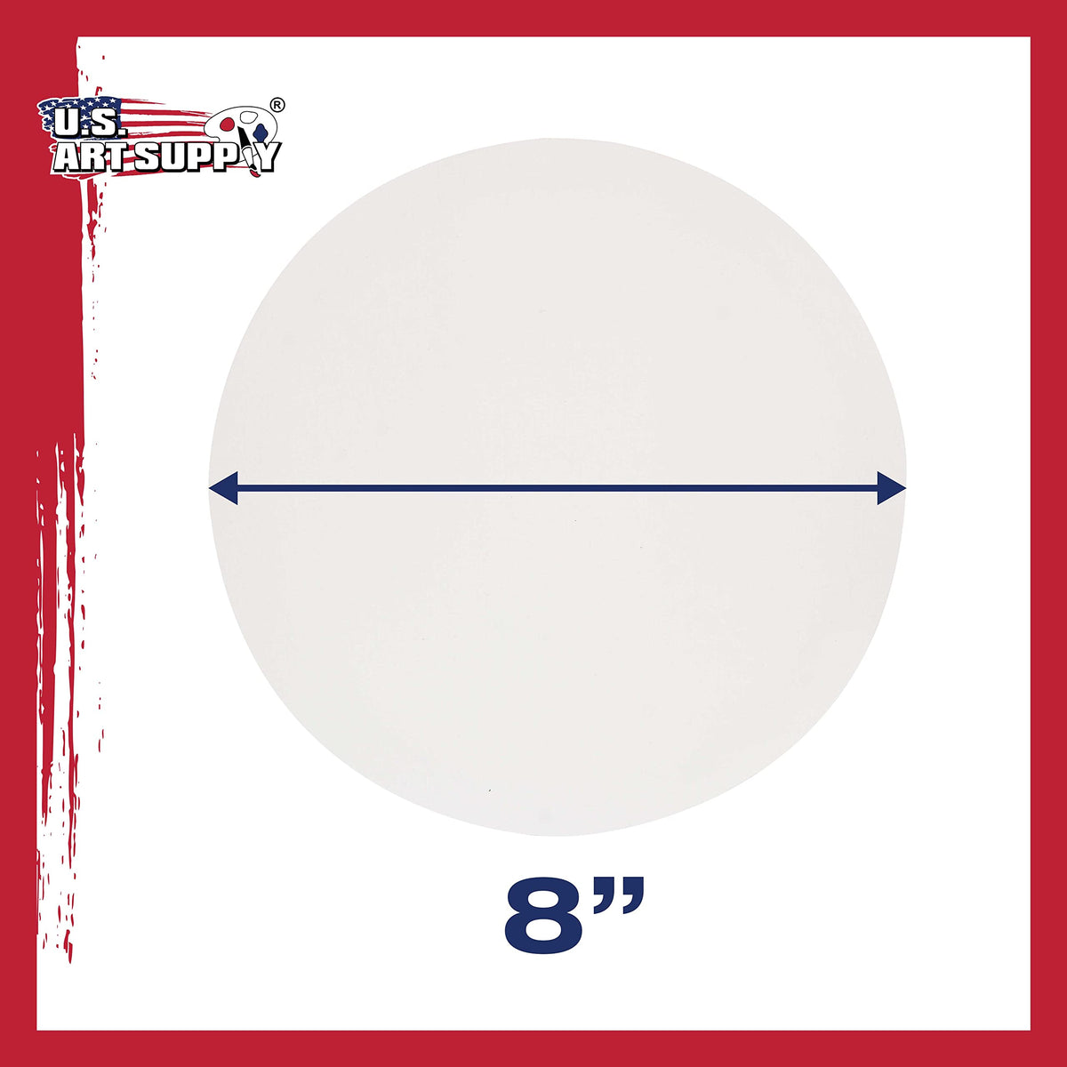 U.S. Art Supply Round Stretched Canvas, 8 in, 6-Pack