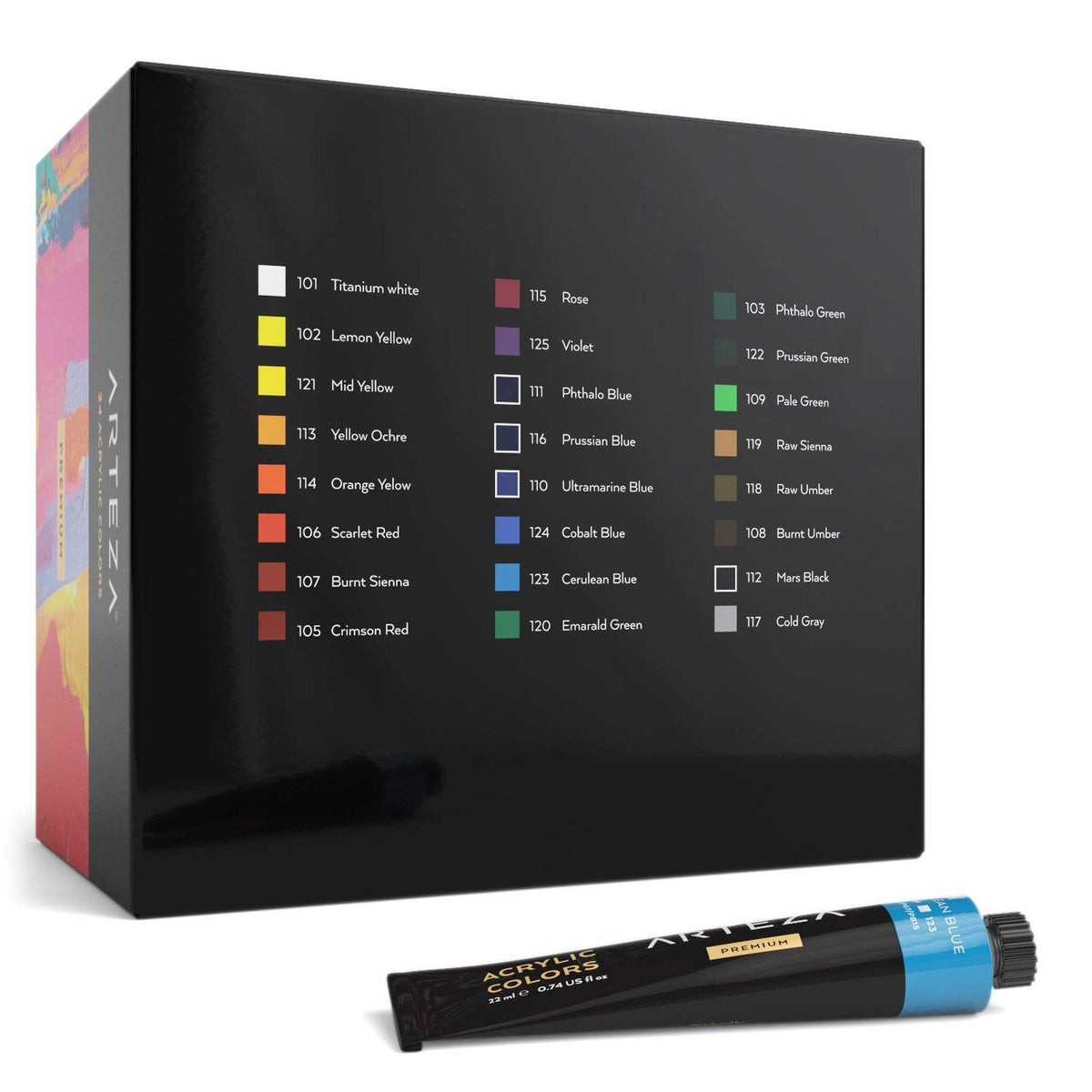 Arteza Acrylic Paint Set, 24 Colors, 22 ml