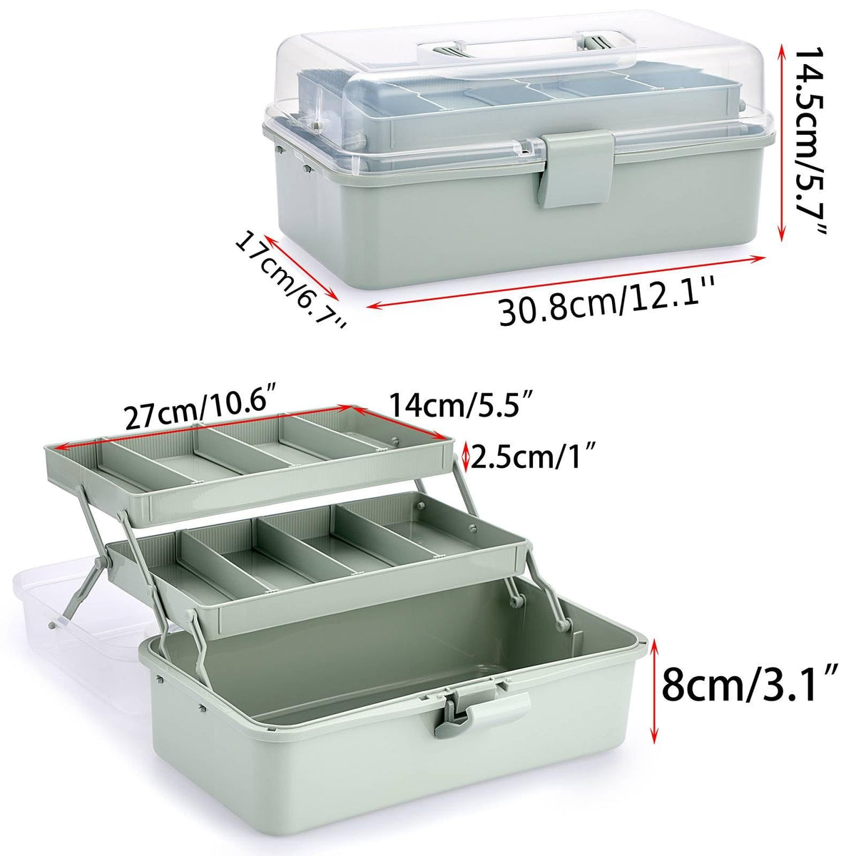 BTSKY 3-Layer Craft Box, Haze Green, Haze green