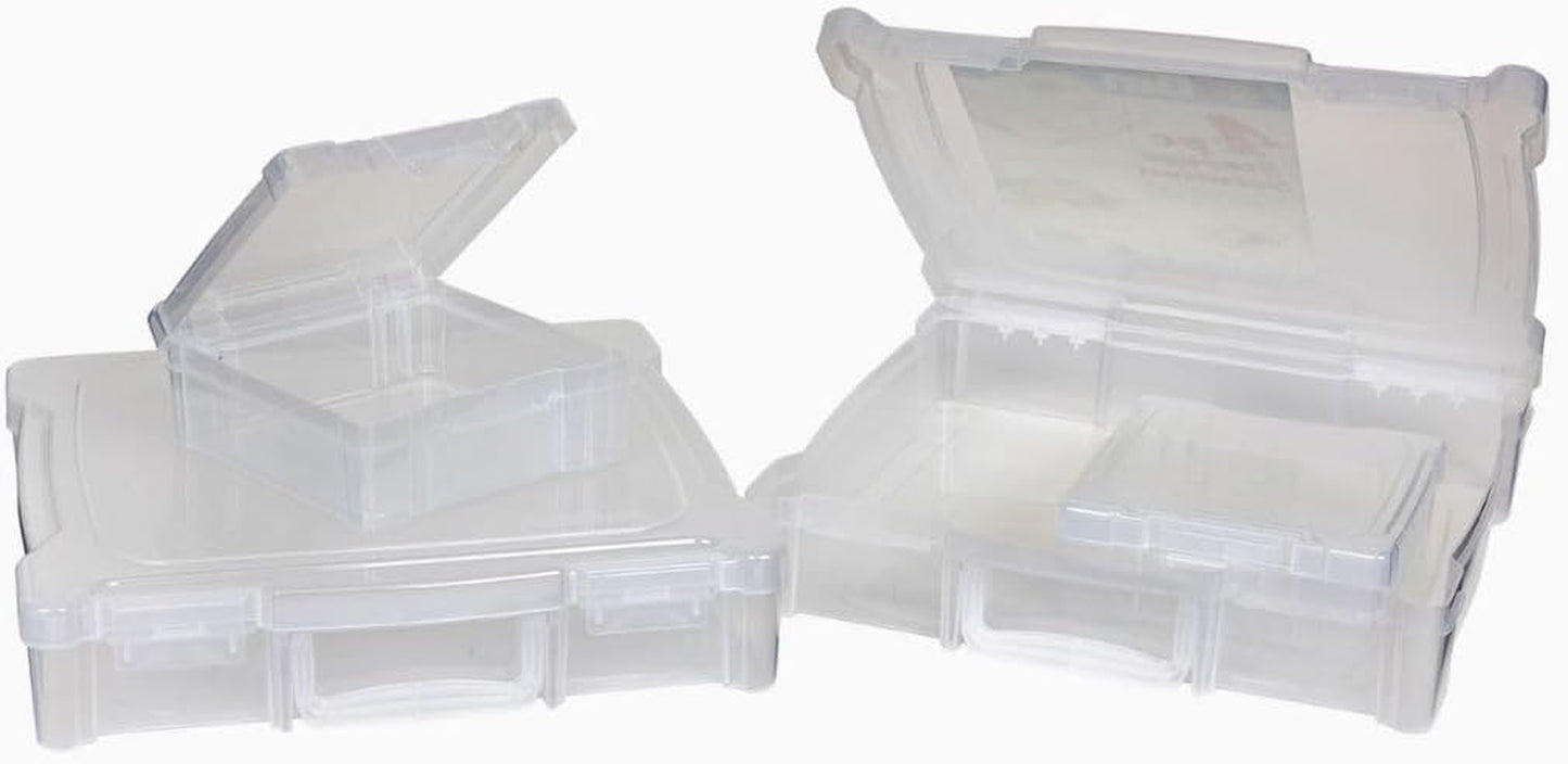 6913AB-2 Portable Art & Craft Organizer with Handle | 4-Piece Craft Storage Containers Set - Scrapbook Boxes | Durable Art Supply Storage Organizer for Crafting (2 Pcs 12X12 + 2 Pcs 6X6)