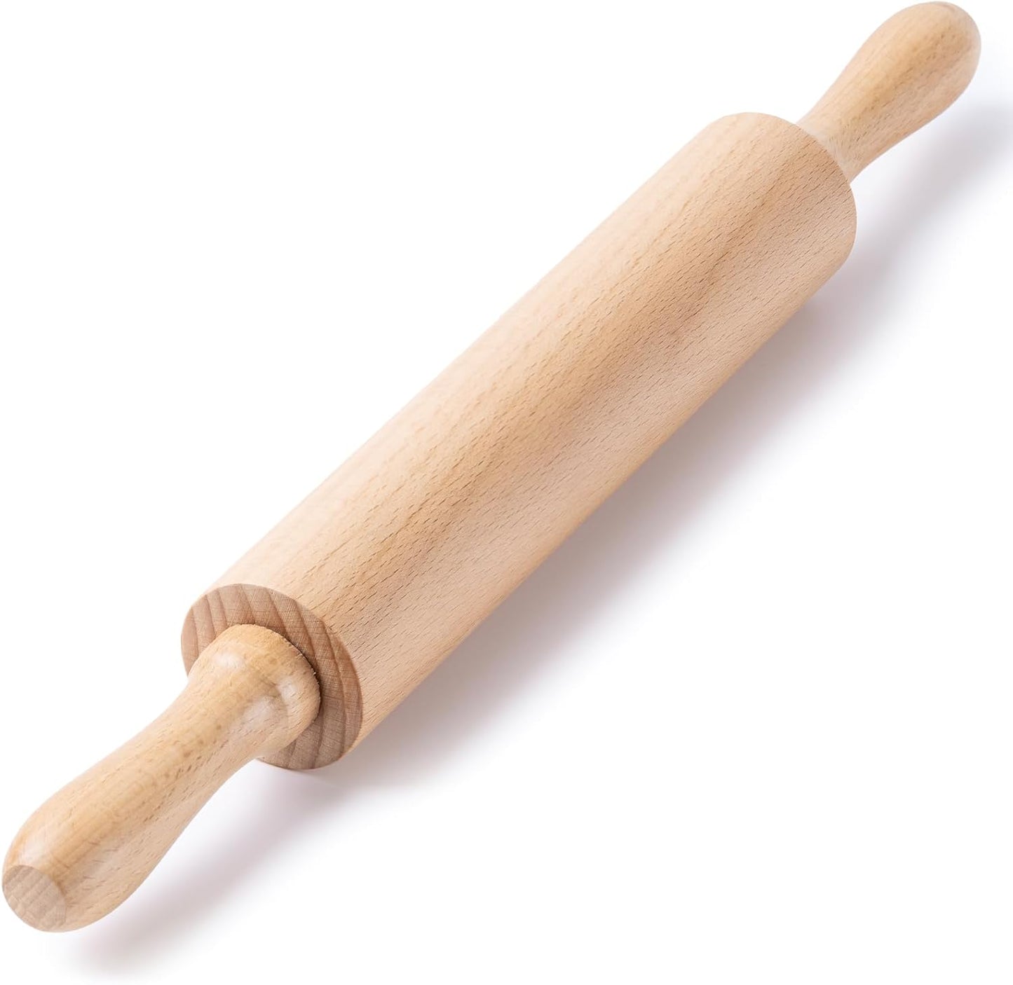 Rolling Pins for Baking, 15.75 Inches Wooden Rolling Pin with Handles, Classic Nonstick Dough Roller for Fondant Pizza Pie Crust Cookie Pastry, Kitchen Baking Essentials, Light Yellow
