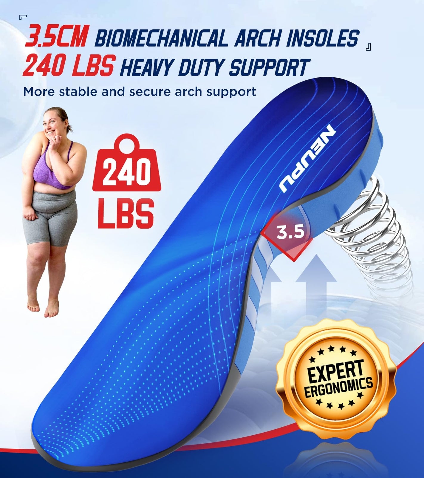 NEUPU Orthotic Insoles for Men and Women High Arch Support Foot Pain Relief