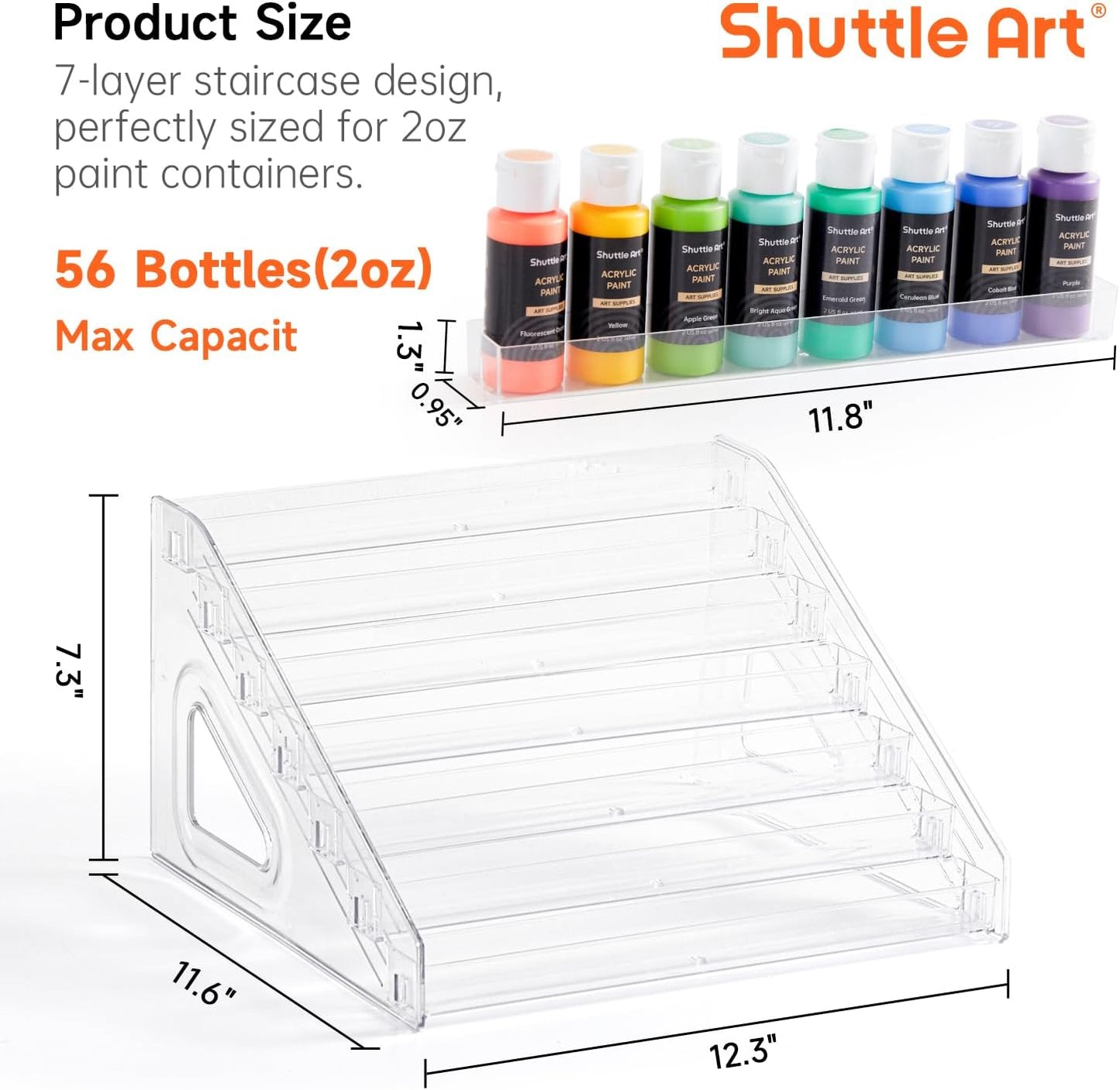 Acrylic Paint Organizer, 7 Layers Clear Storage Rack, Snap on Organizer for Acrylic Paint, Oil Paints, Nail Polish and Craft Supplies