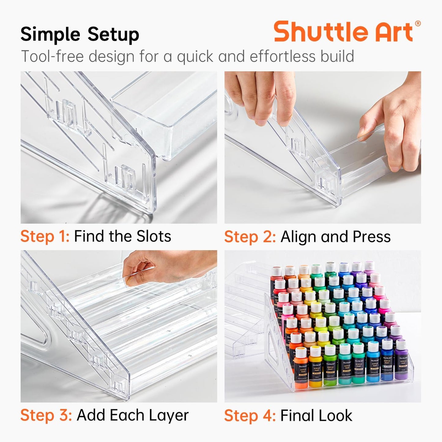 Acrylic Paint Organizer, 7 Layers Clear Storage Rack, Snap on Organizer for Acrylic Paint, Oil Paints, Nail Polish and Craft Supplies