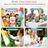 5 Pack 8X10 Inch Canvas and Easel Set, Sip and Paint Kit for Adults,Art Canvas Bulk with Easels Stands, Trays,Small Paint Brushes,12 Colors Mini Acrylic Paint Set for Couples,Kids and Party Supplies