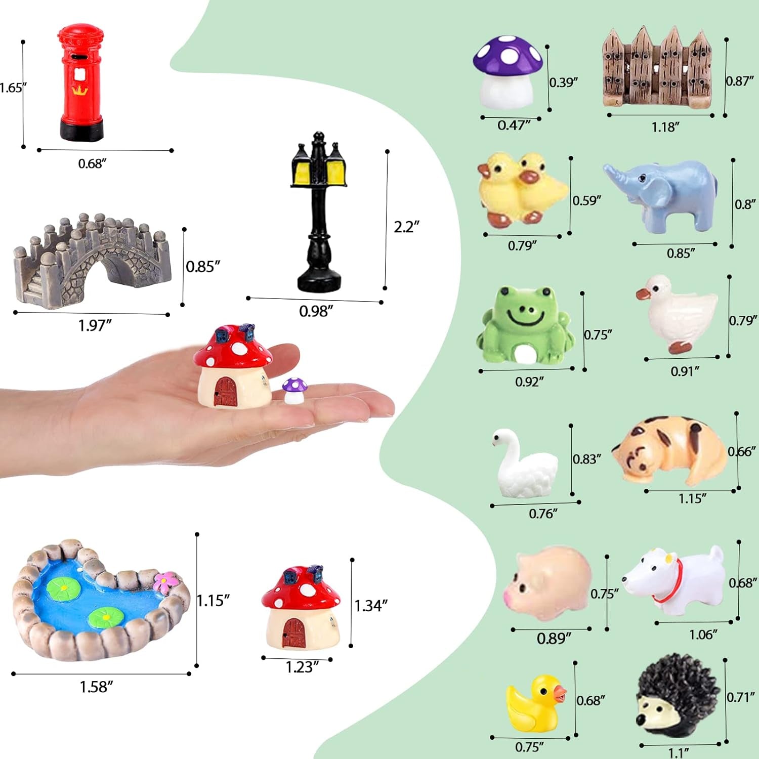 123 Pcs Fairy Garden Accessories Outdoor, Miniature Figurines, Decorations, Kit for Terrarium Supplies DIY Craft Decor