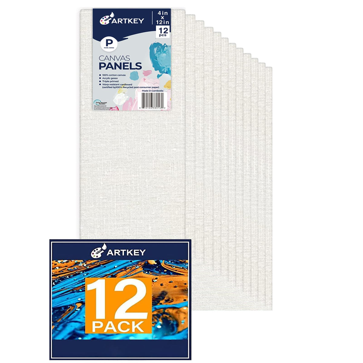 Artkey Canvas Panels, 4x12 in, 12-Pack