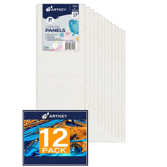 Artkey Canvas Panels, 4x12 in, 12-Pack