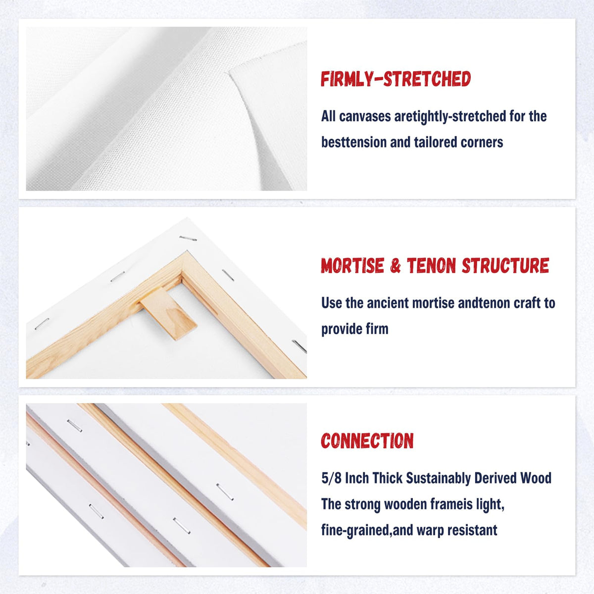 HANSILK Stretched Canvas, 12x16 in, 4-Pack
