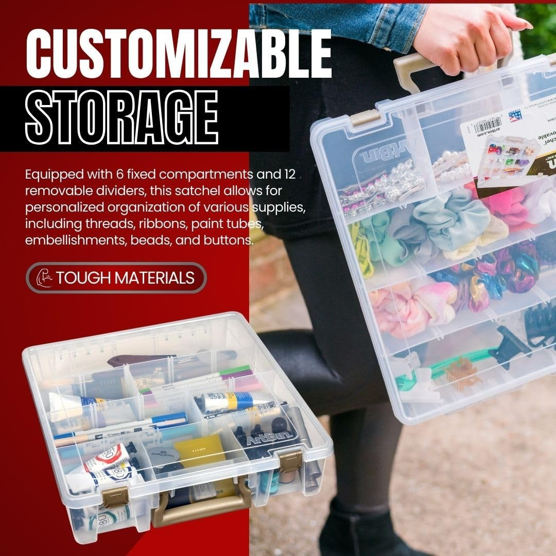ArtBin Super Satchel with 12 Removable Dividers, Clear, Clear