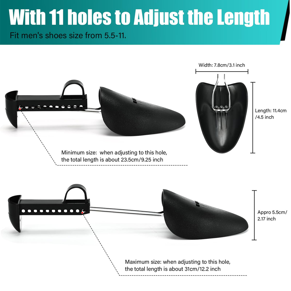 EchoDone Adjustable Plastic Men's Shoe Trees, 5-Pair product photo 4