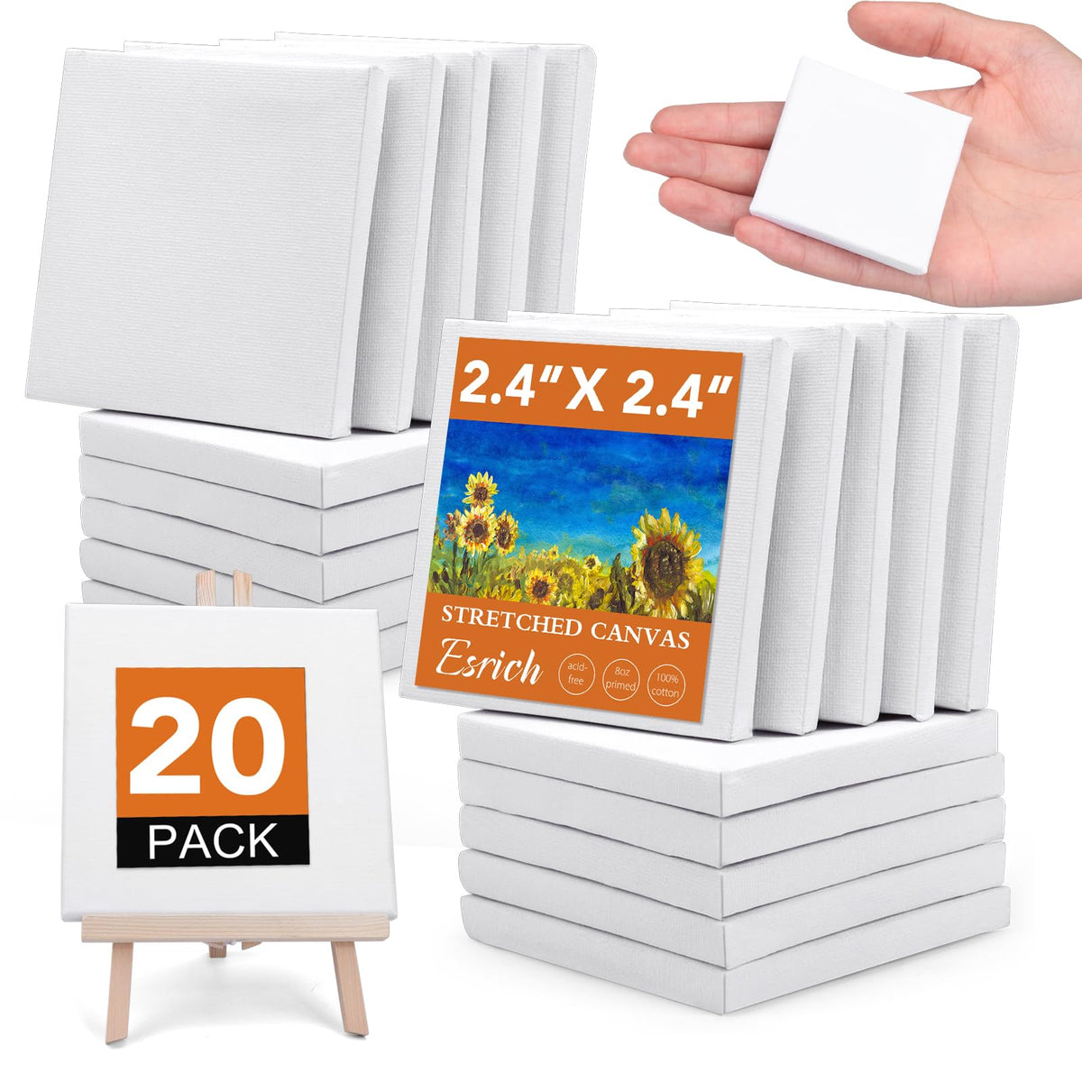 ESRICH Mini Stretched Canvas, 4x4 in, 12-Pack