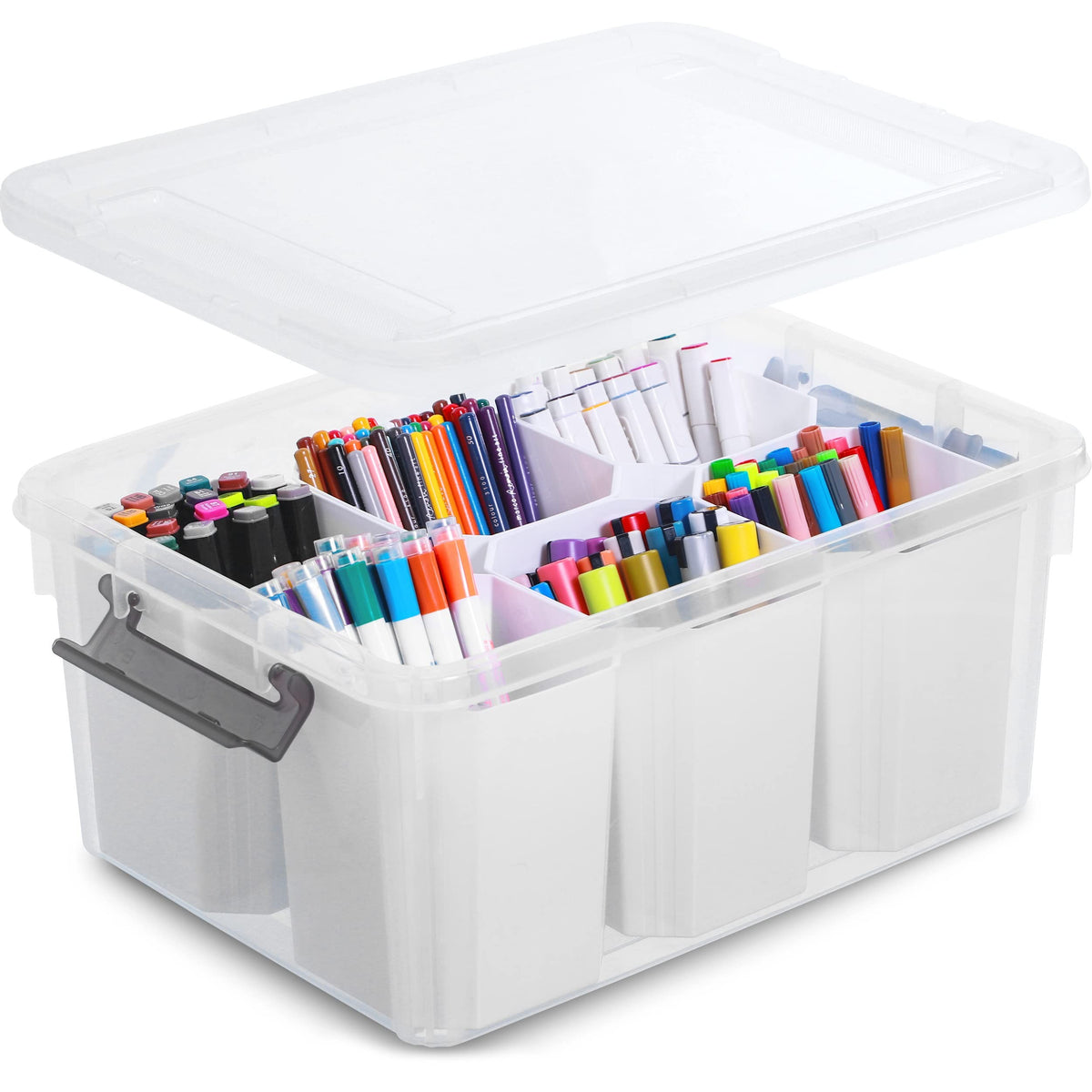 Citylife 17-Quart Craft Organizer Bin with Lid, Clear, Clear, 17 qt