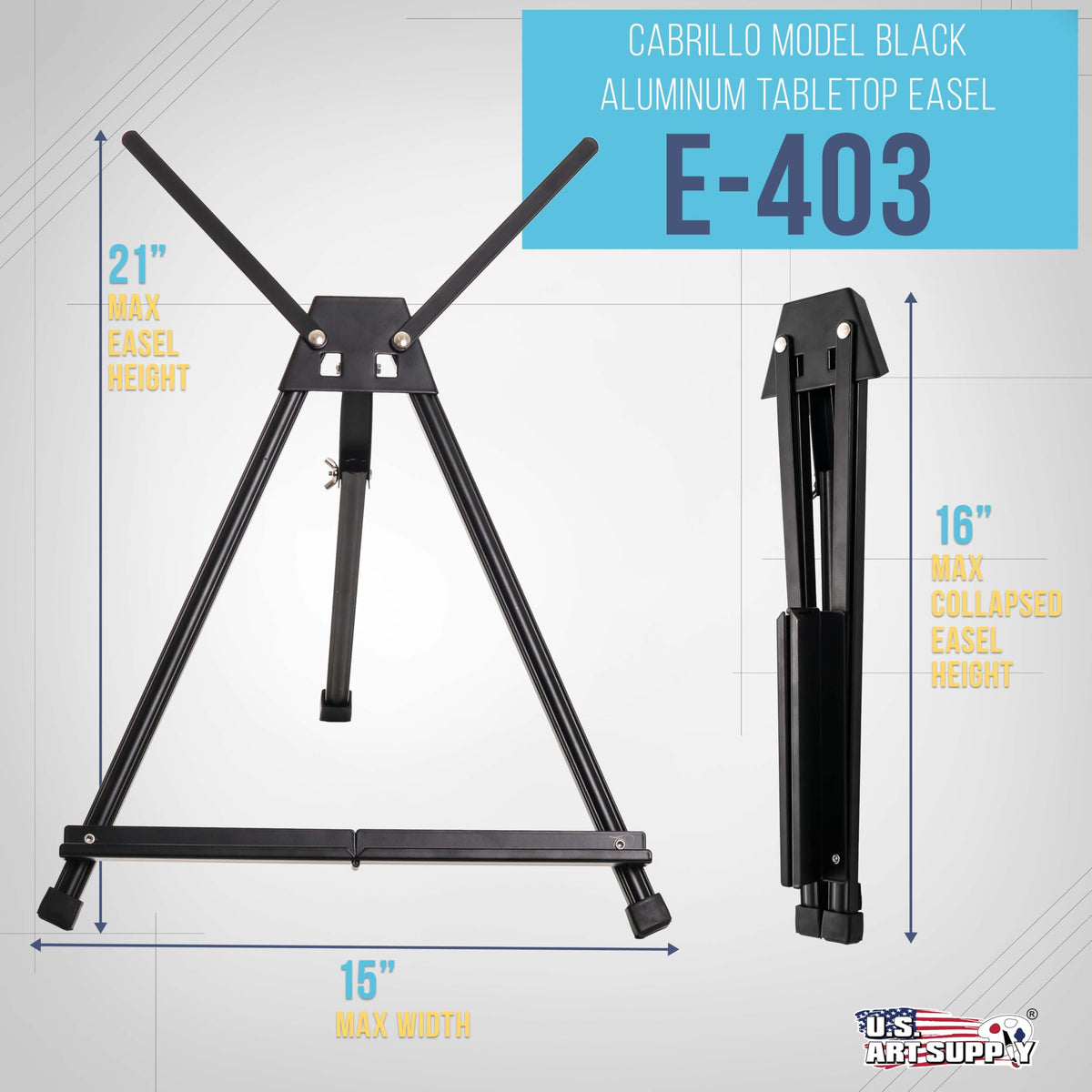 U.S. Art Supply Tabletop Easel, 15-21 in