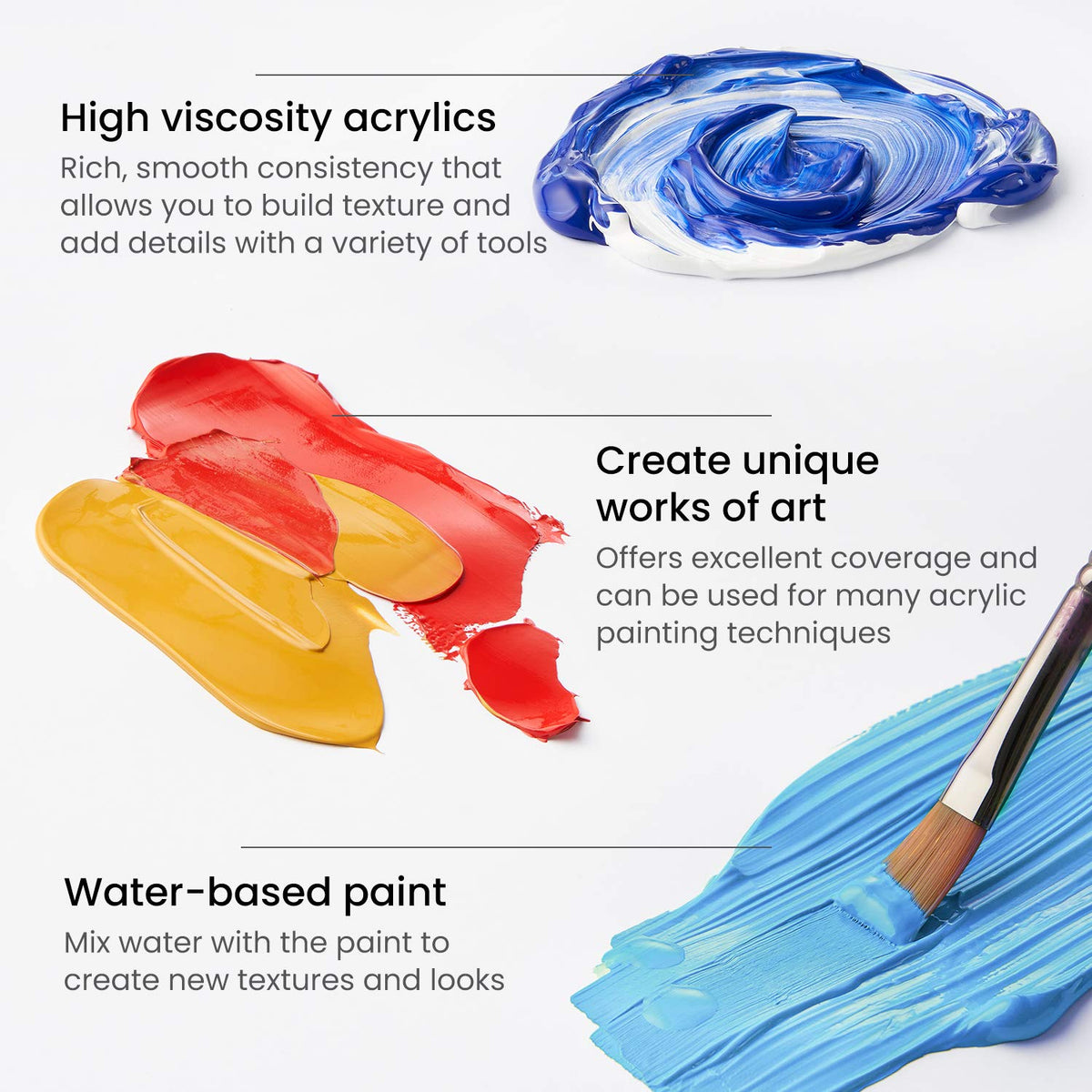 Arteza Acrylic Paint Set, 24 Colors, 22 ml