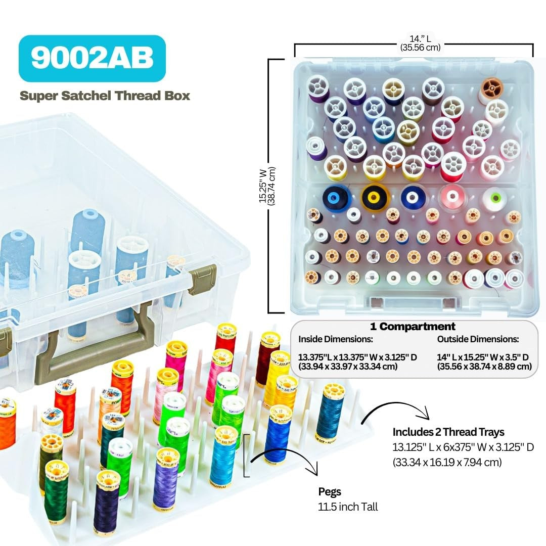 ArtBin Super Satchel Thread Box, 108 Pegs, Clear, Clear