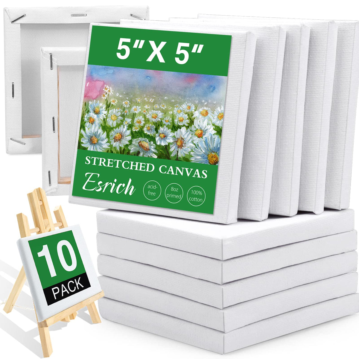 ESRICH Mini Stretched Canvas, 4x4 in, 12-Pack