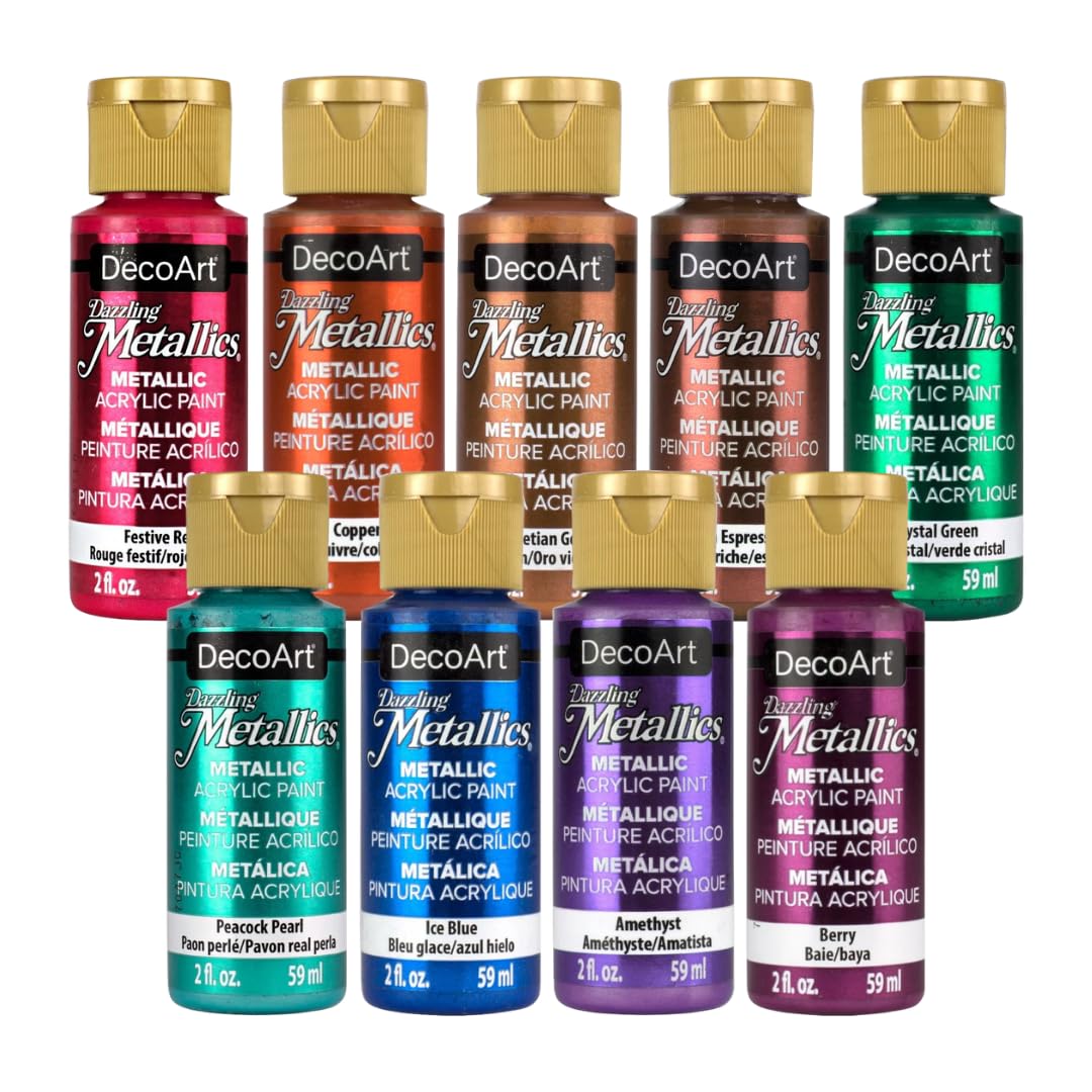 DecoArt Americana Dazzling Metallics Acrylic Paint Set, 9 x 2 oz