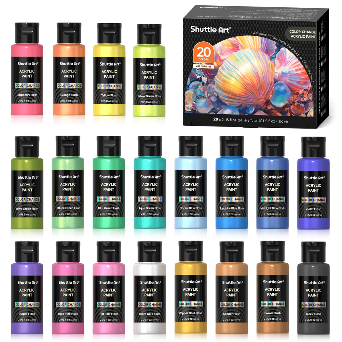 Shuttle Art Acrylic Paint Set – 2 oz Bottles