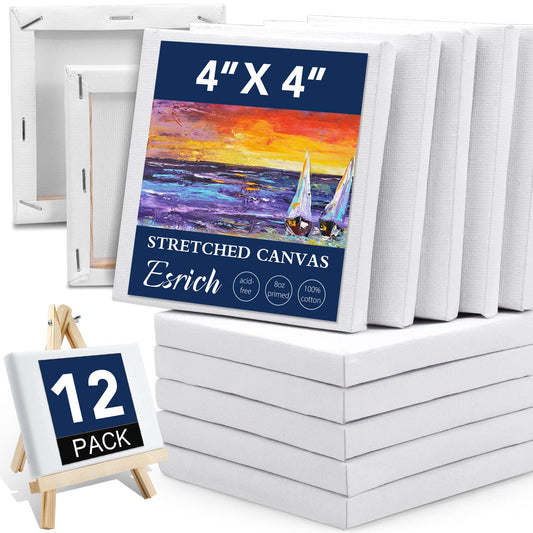 ESRICH Mini Stretched Canvas, 4x4 in, 12-Pack