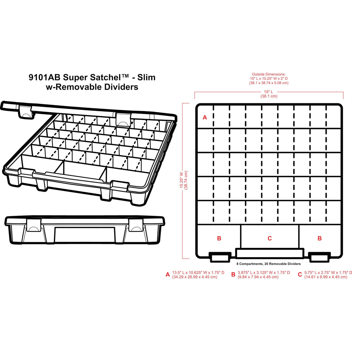ArtBin Super Satchel Slim with 20 Dividers, Clear, Clear