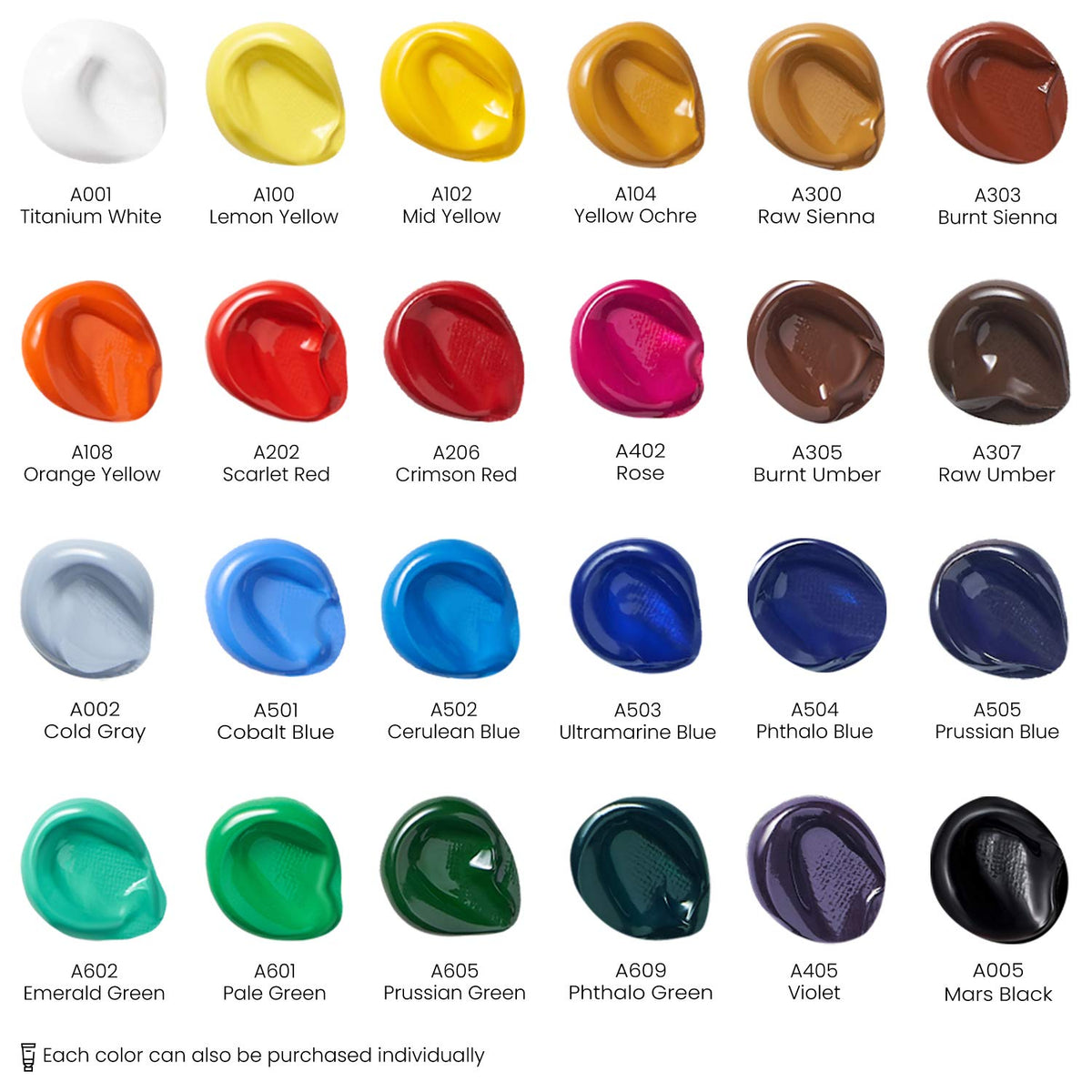 Arteza Acrylic Paint Set, 24 Colors, 22 ml