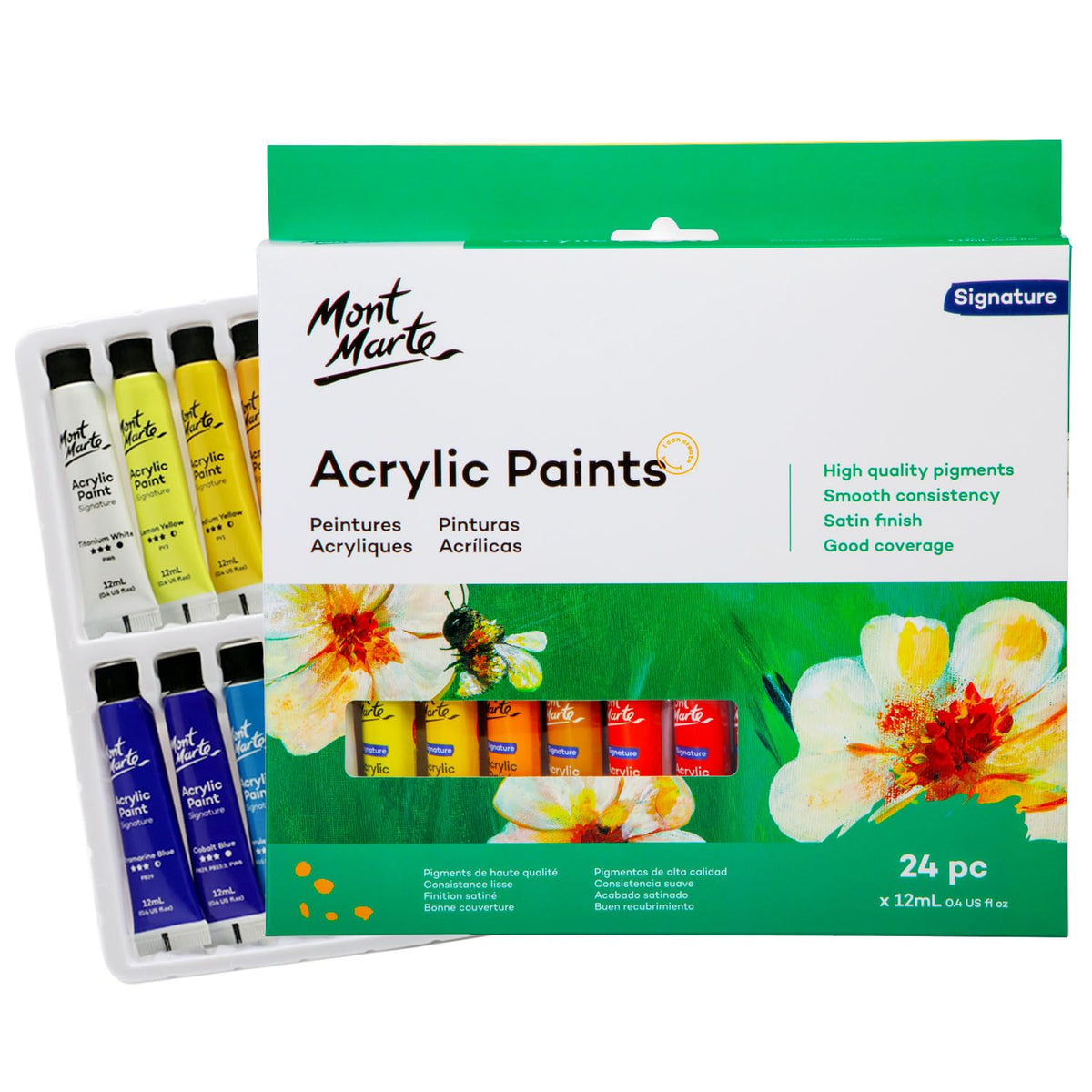 Mont Marte Acrylic Paint Set, 24 x 12ml