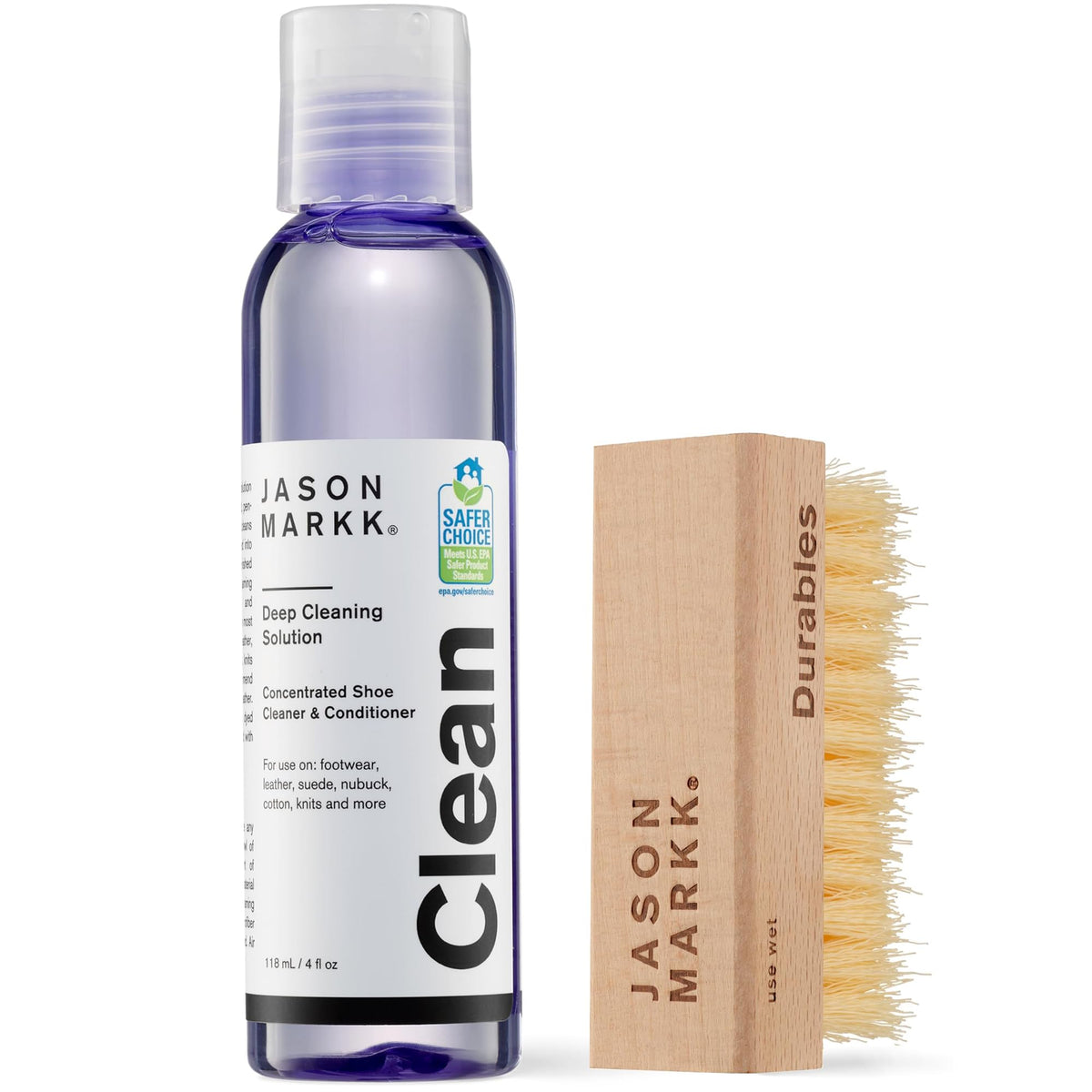 Jason Markk Essential Kit – 4 oz Shoe Cleaner and Durables Brush