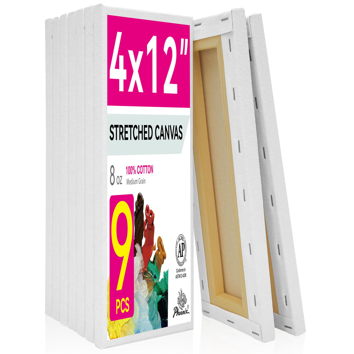 PHOENIX Skinny Stretched Canvas, 4x12 in, 9-Pack