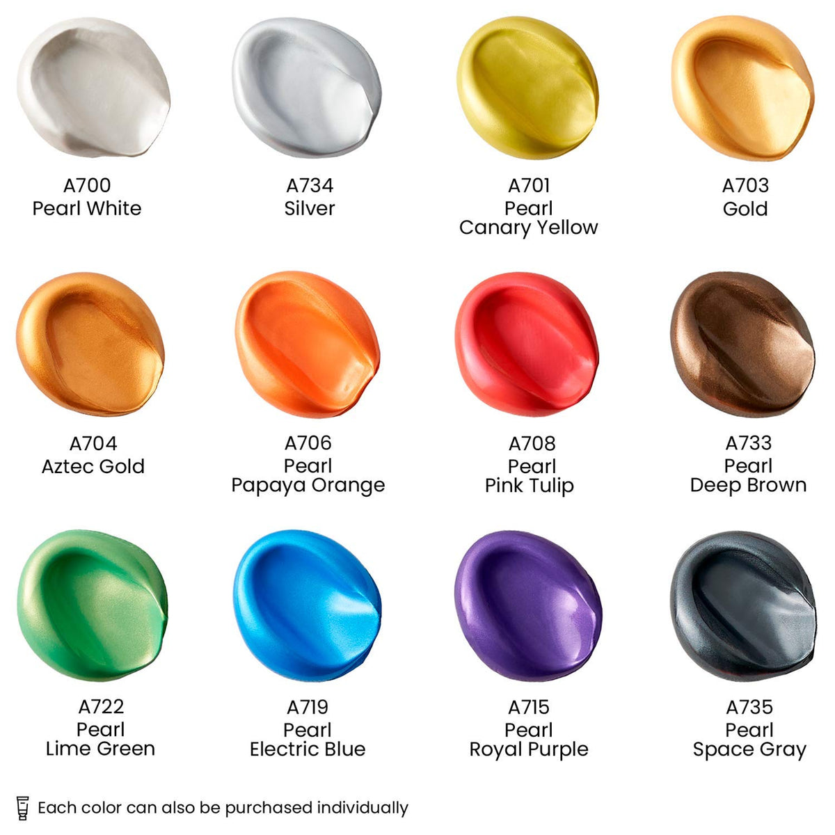 Arteza Metallic Acrylic Paint Set, 12 Colors, 22 ml