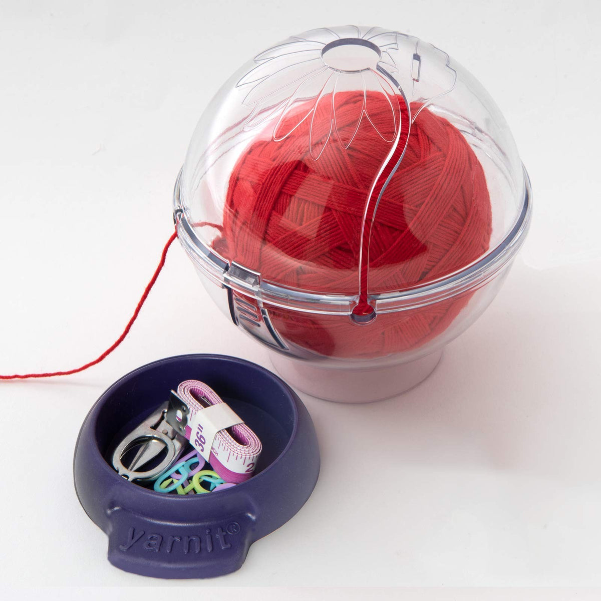 Prym Yarnit Travel Yarn Holder, Clear and Purple, Clear / purple