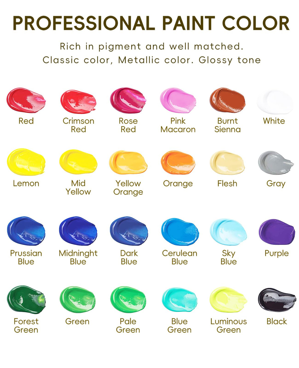 Yeeart Acrylic Paint Set, 24 x 2 oz