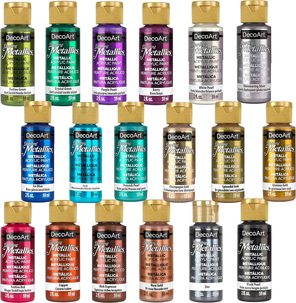 DecoArt Americana Dazzling Metallics Acrylic Paint Set, 9 x 2 oz