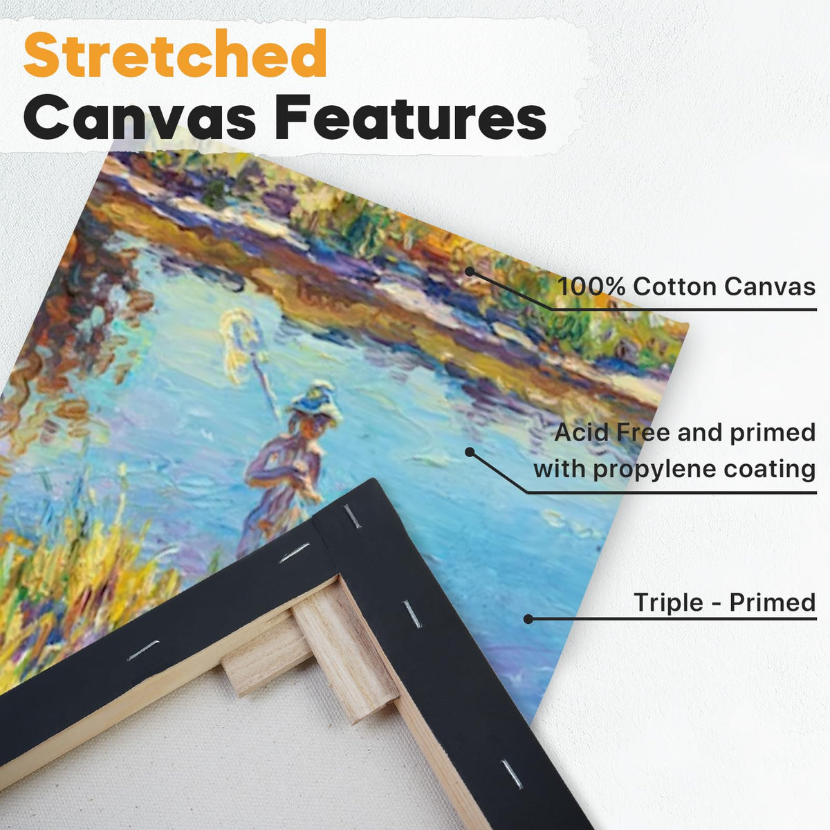 CONDA Black Stretched Canvas, 11x14 in, 8-Pack
