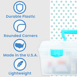 ArtBin Essentials Lift-Out Tray Box, Clear with Aqua Latches, Clear / aqua