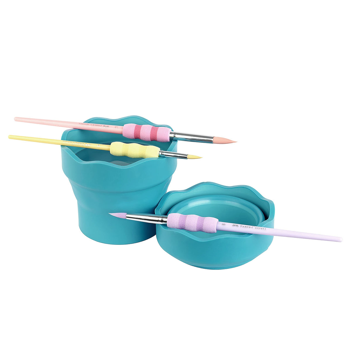 Faber-Castell Clic & Go Collapsible Water Cup with Brush Rim, Turquoise