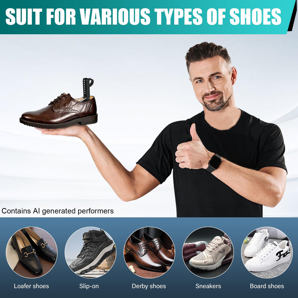 EchoDone Adjustable Plastic Men's Shoe Trees, 5-Pair product photo 5
