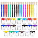 Paint Cups with Lids and Brushes, 20-Pack