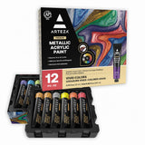Arteza Metallic Acrylic Paint Set, 12 Colors, 22 ml
