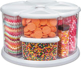 Rotating Carousel Craft Organizer, 9-Canister, Includes 3" and 6" Canisters, Removable, Clear, Lids