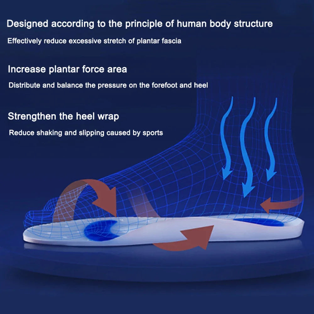 Silicon Orthopedic Insoles for Shoes Women Men Flat Foot Arch Support Shoe Pad Shock Absorption Plantar Fasciitis Relief Insoles