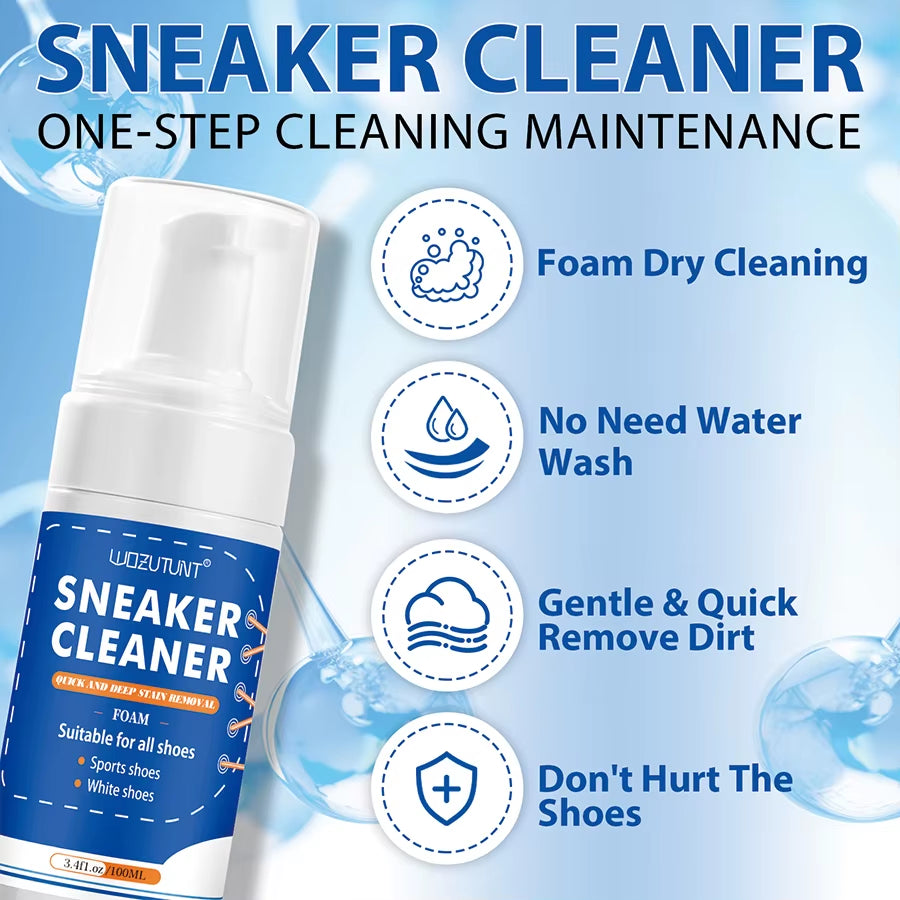White Shoe Cleaner Kit for Sneakers Canvas Nubuck Suede Decontamination Sneaker Cleaner Foam with 2 Brush and 1 Towel Set